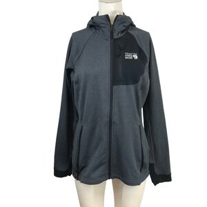 Mountain Hardwear Womens Gray Grid Fleece Full Zip Hooded Jacket Medium M